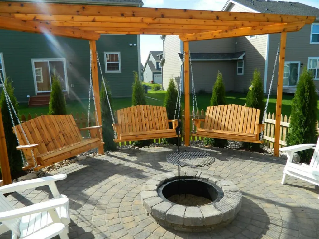 Fire pit best sale swing seating