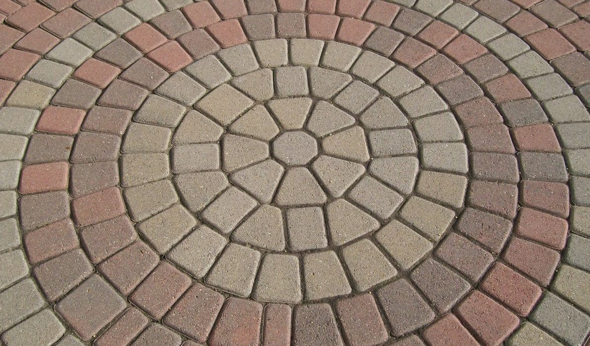 Pavers in a circular shape up close