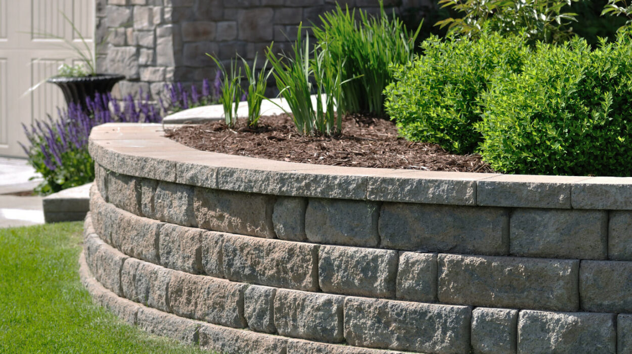Retaining wall enclosing a raised garden
